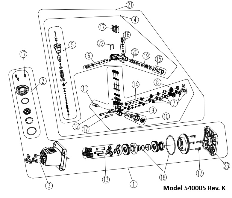 AAA 540005 Pump breakdown and parts list